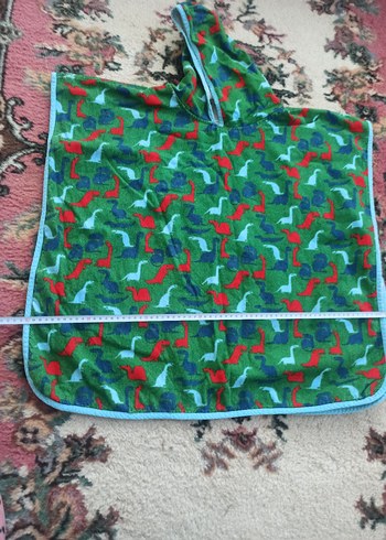 Kapüşonlu Çok Renkli Dinazor Desenli Çocuk Bornozu - Görsel 4