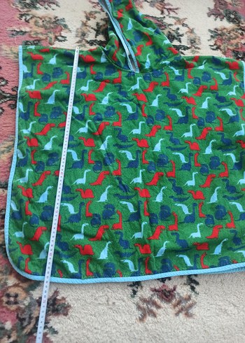 Kapüşonlu Çok Renkli Dinazor Desenli Çocuk Bornozu - Görsel 3