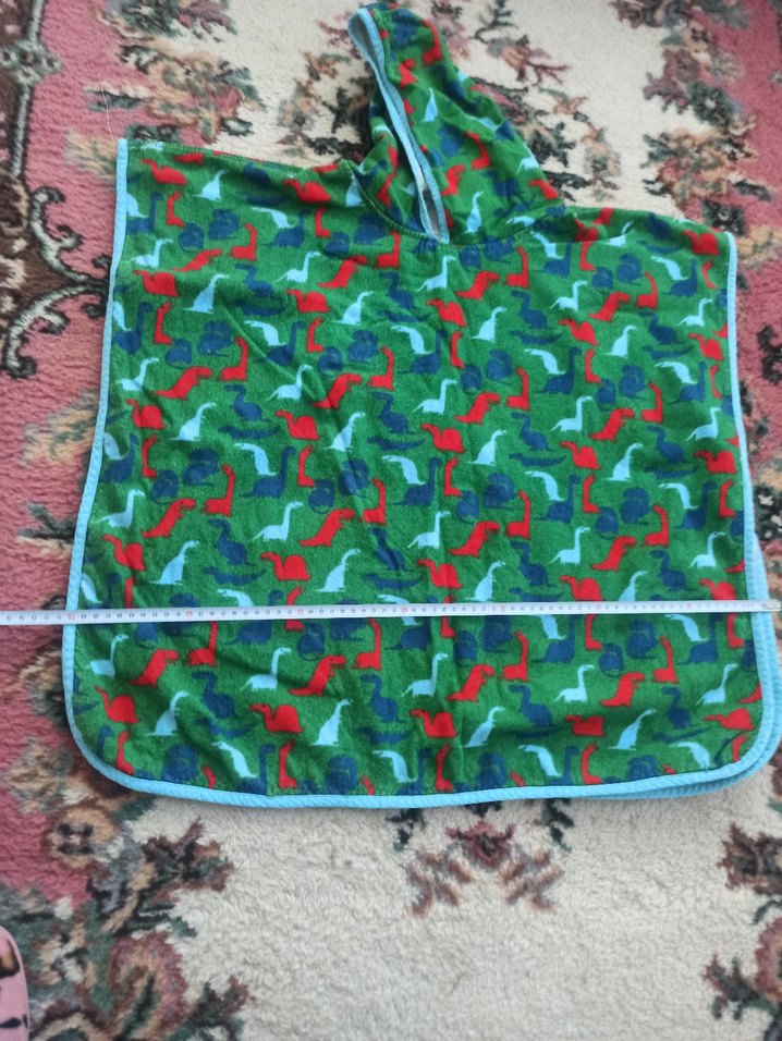 Kapüşonlu Çok Renkli Dinazor Desenli Çocuk Bornozu - Görsel 4