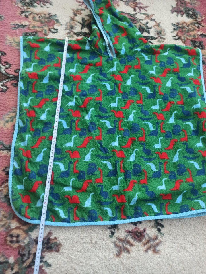 Kapüşonlu Çok Renkli Dinazor Desenli Çocuk Bornozu - Görsel 3