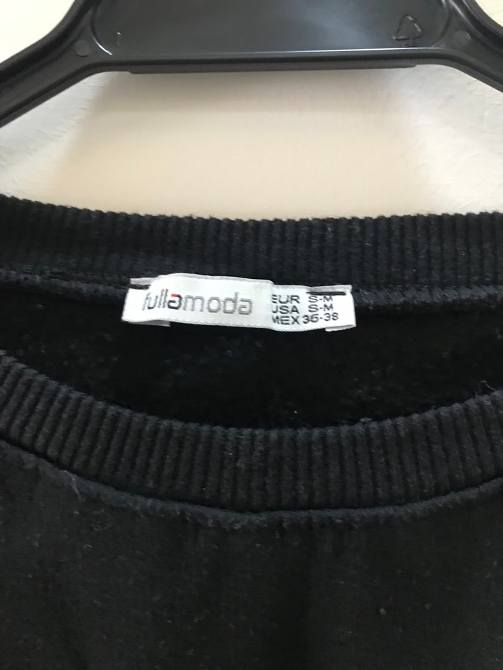 FullaModa Siyah Kadın Uzun Kollu Sweatshirt - Görsel 2