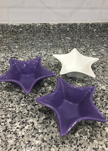Beden mor Renk 3lü Mor Beyaz Yıldız Şekilli Çerezlik