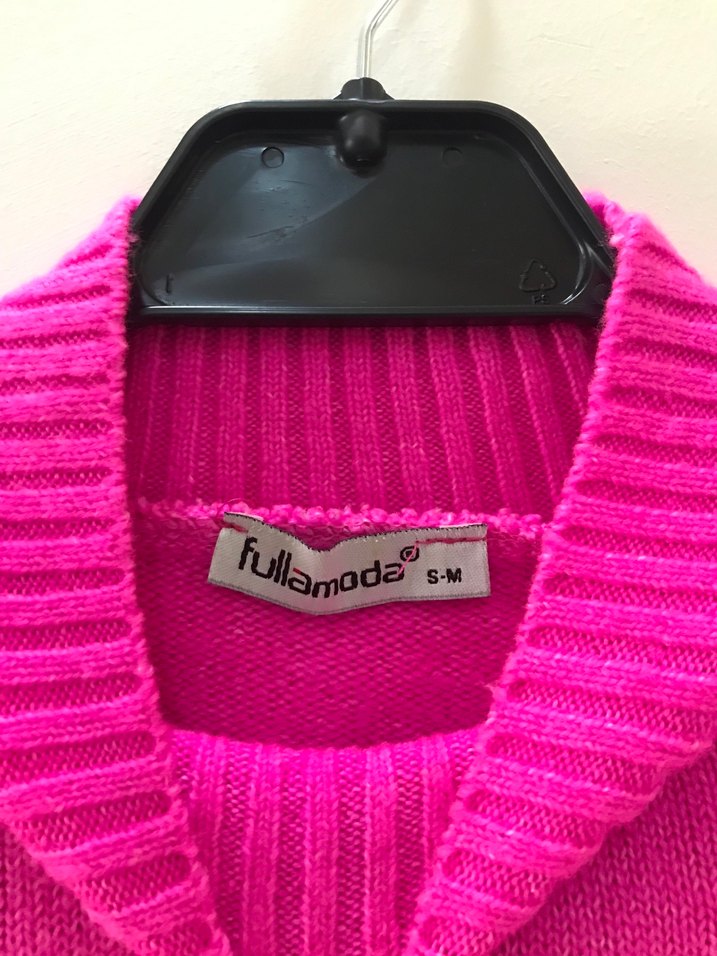 FullaModa Pembe Yüksek Yakalı Kadın Triko Kazak - Görsel 2