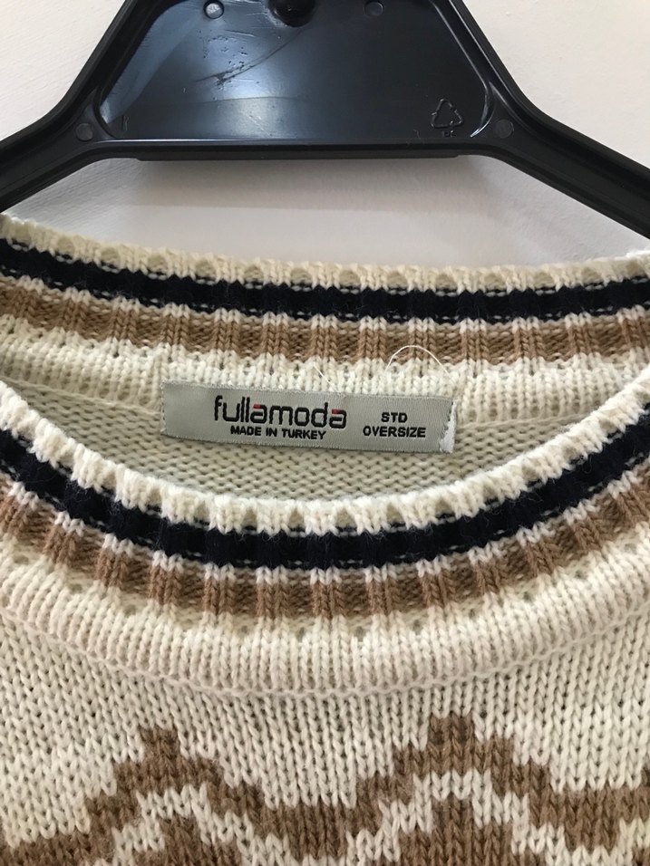 FullaModa Bohem Desenli Örgü Kadın Kazak - Görsel 2