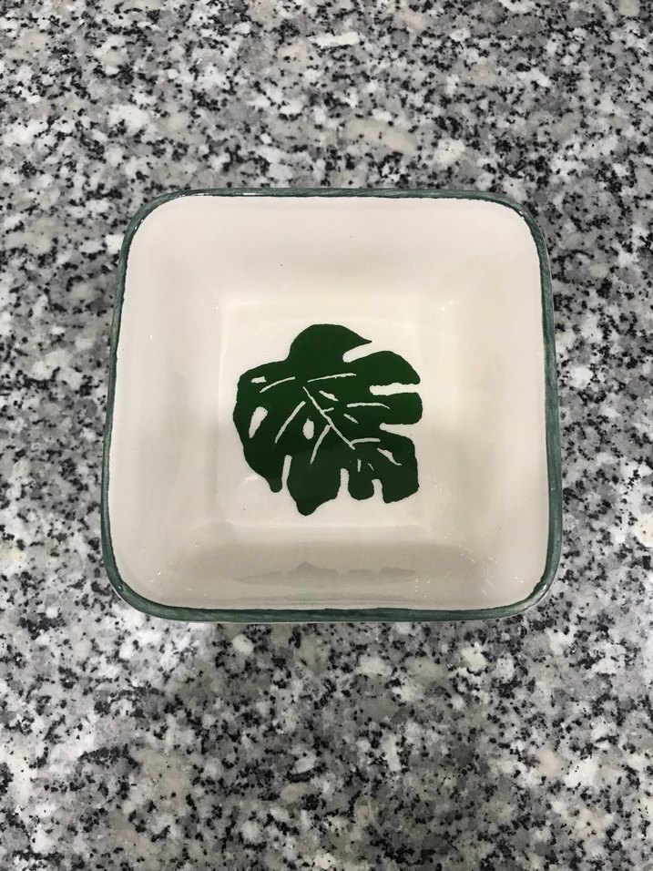 6lı Yeşil Yaprak Desenli Seramik Çerezlik Kahvaltılık - Görsel 4