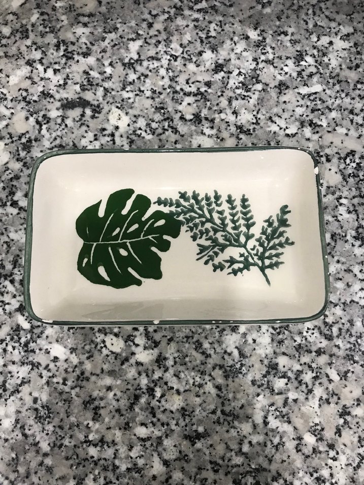 6lı Yeşil Yaprak Desenli Seramik Çerezlik Kahvaltılık - Görsel 2