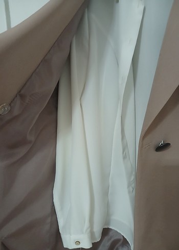 Bej Kadın Düğmeli Ofis Blazeri takımı - Görsel 2