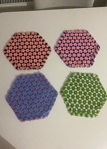 Çok Renkli Kasnakta Örülmüş Banyo Lifleri - Görsel 2