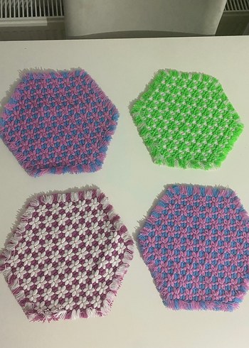 Çok Renkli Kasnakta Örülmüş Banyo Lifleri - Görsel 3