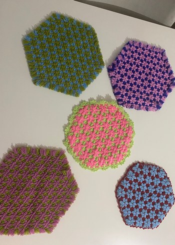 Çok Renkli Kasnakta Örülmüş Banyo Lifleri - Görsel 4