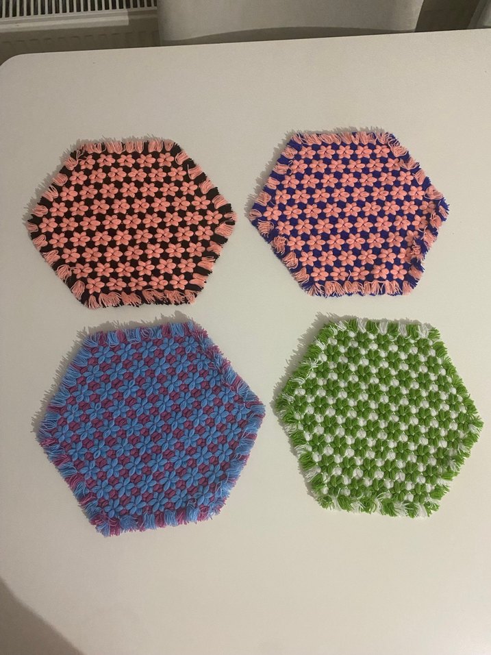 Çok Renkli Kasnakta Örülmüş Banyo Lifleri - Görsel 2