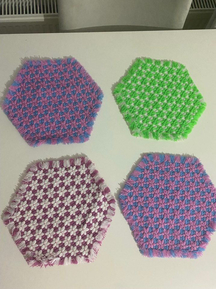 Çok Renkli Kasnakta Örülmüş Banyo Lifleri - Görsel 3