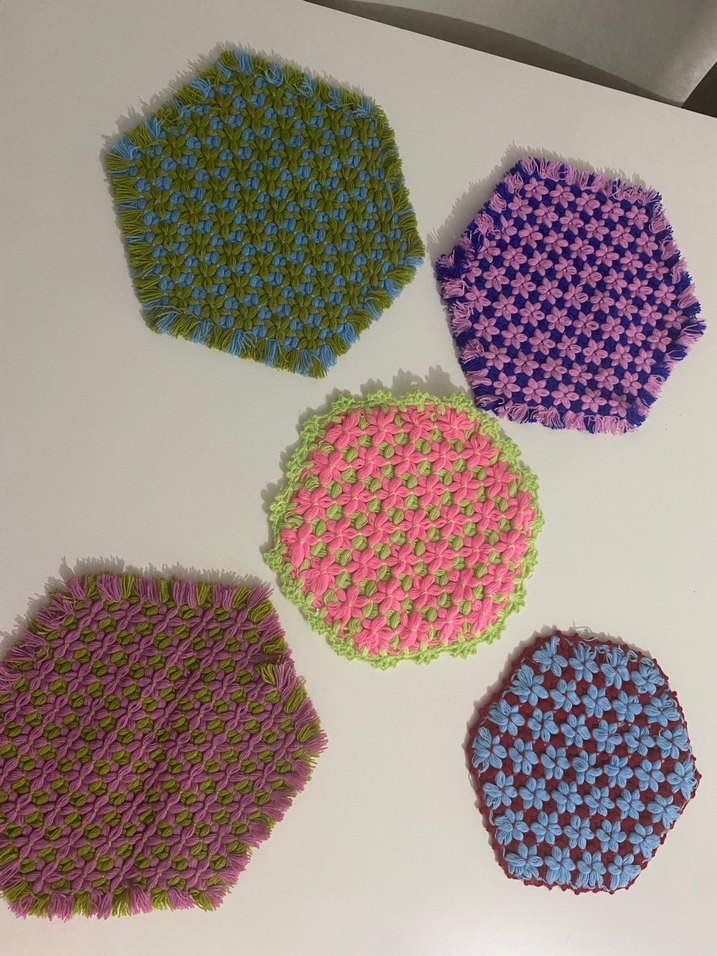 Çok Renkli Kasnakta Örülmüş Banyo Lifleri - Görsel 4