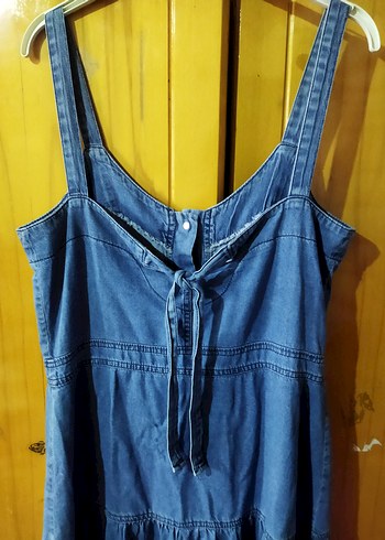 Düğmeli Kot Midi Elbise - Görsel 3