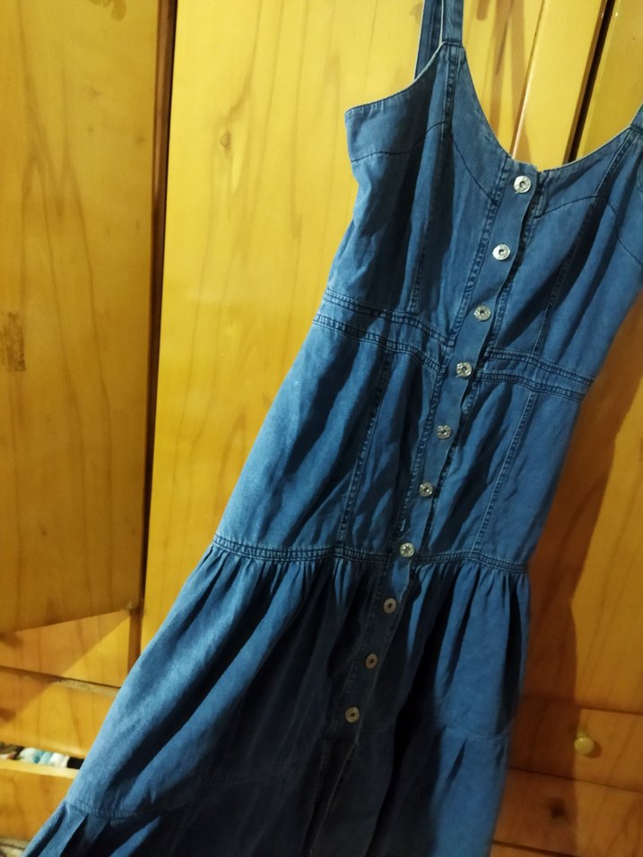 Düğmeli Kot Midi Elbise - Görsel 2