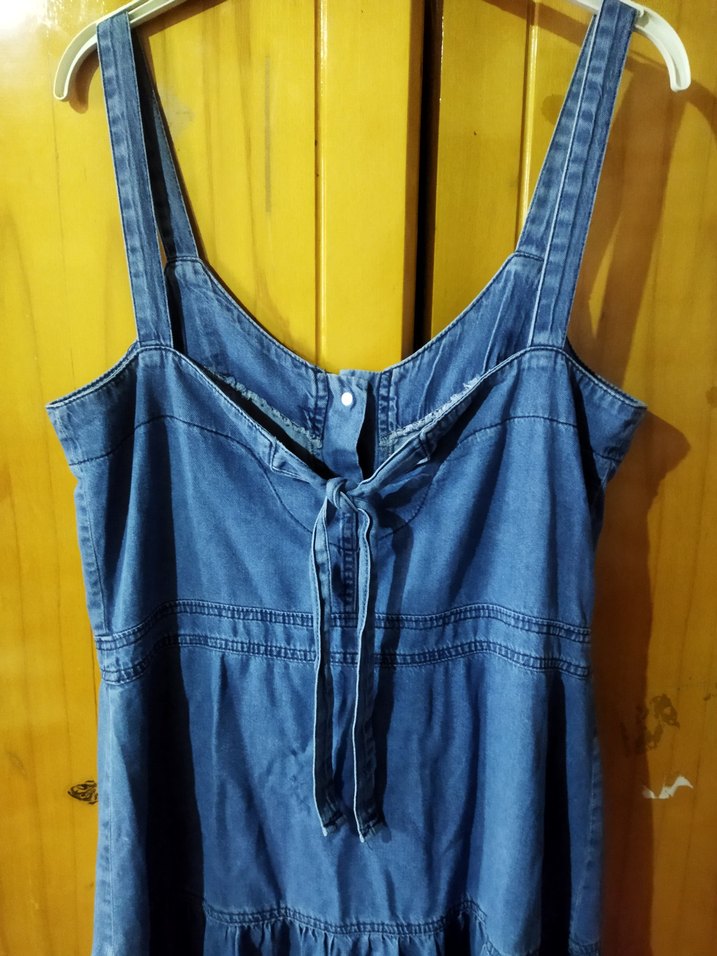 Düğmeli Kot Midi Elbise - Görsel 3