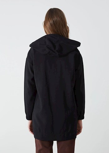 Siyah Midi Kadın Yağmurluk Yüksek Yaka - Görsel 4