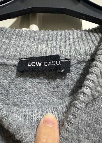 Gri Siyah Çizgili Örgü Kadın Kazak - Görsel 3