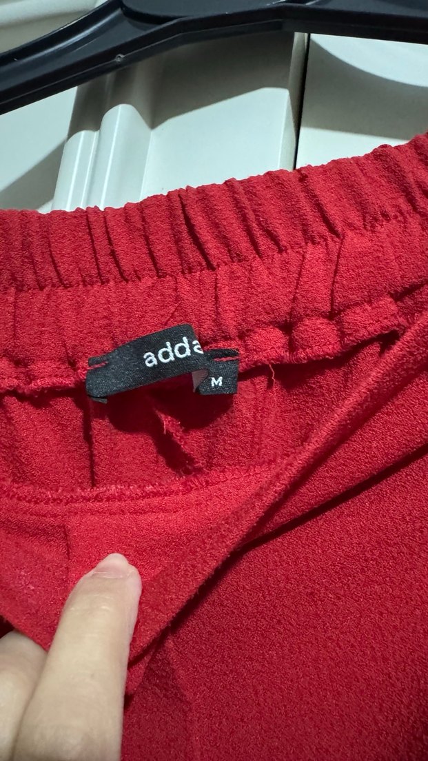 Kadın Kırmızı Rahat Kesim Midi Kumaş Pantolon - Görsel 2