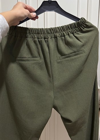 Kadın Haki Kumaş havuç Pantolon - Görsel 3