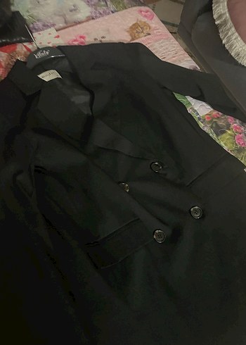 Düğmeli Siyah Midi Kadın Blazer - Görsel 3