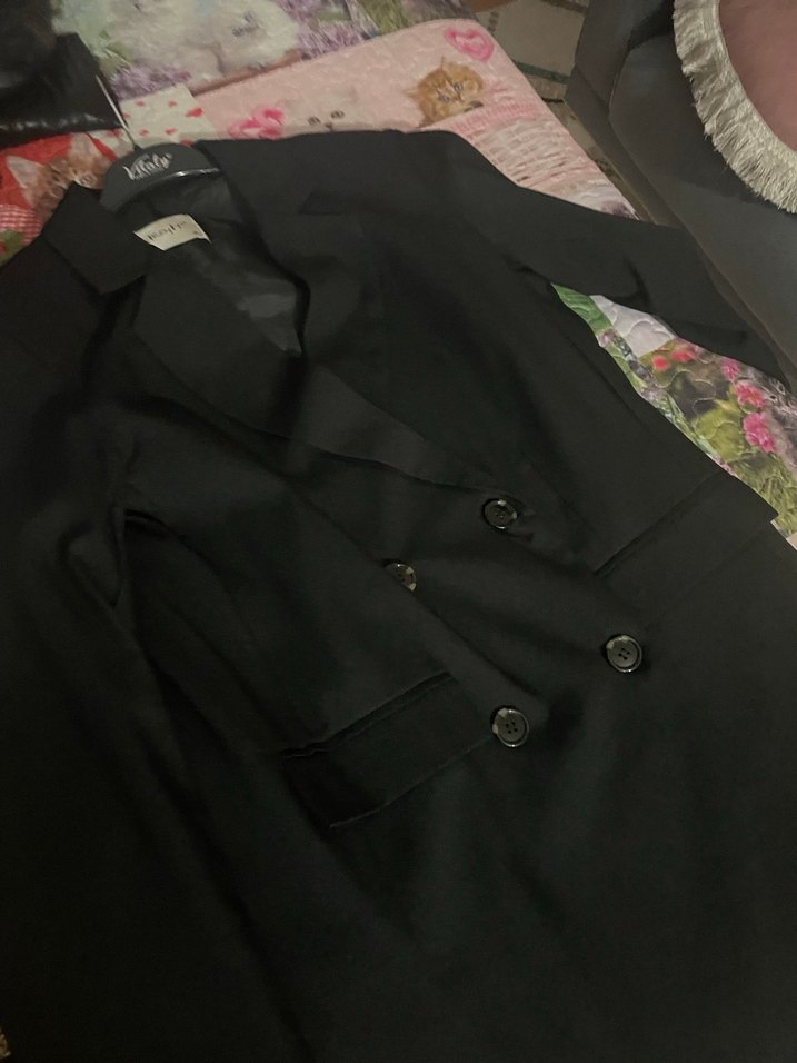 Düğmeli Siyah Midi Kadın Blazer - Görsel 3