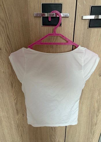 Kadın Beyaz Kısa Kollu Mini Tişört - Görsel 2