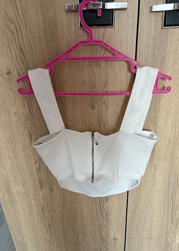 Beyaz Straplez Midi Büstiyer - Görsel 2