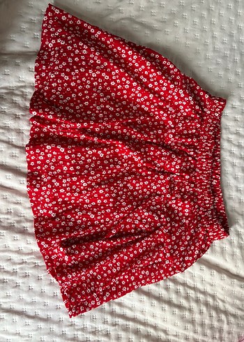 Kırmızı Mini Fırfırlı Pamuk Etek - Görsel 2