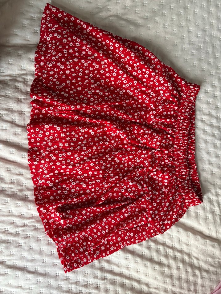 Kırmızı Mini Fırfırlı Pamuk Etek - Görsel 2