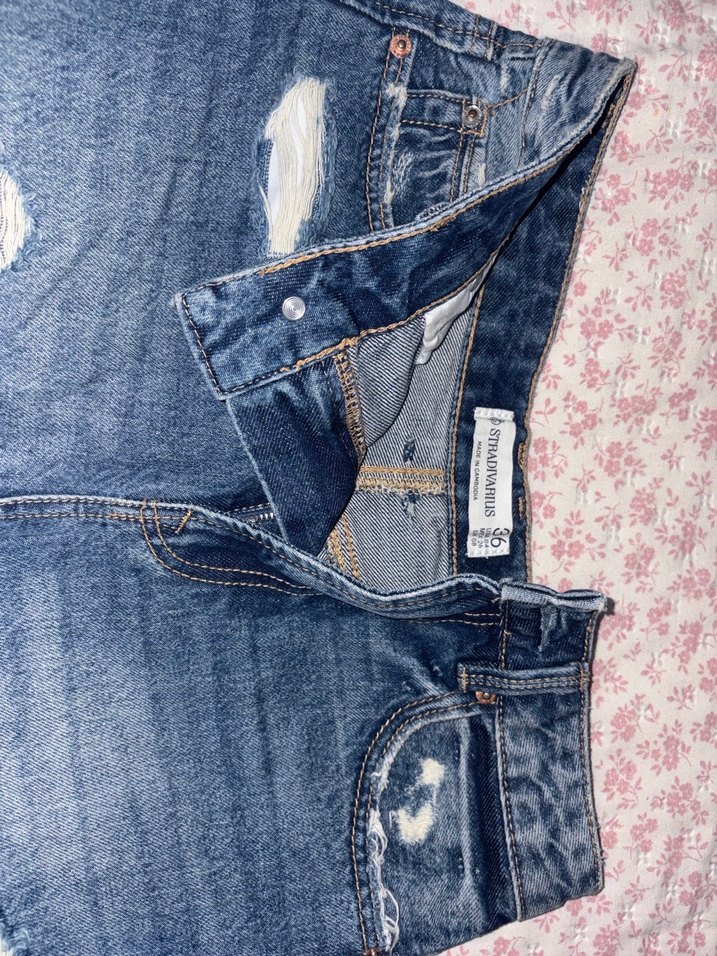 Kadın Lacivert Dantel Detaylı Mini Denim Şort - Görsel 2