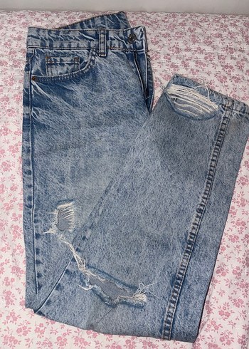 Lacivert Renkli Rahat Kesim Kadın Midi Jean - Görsel 2