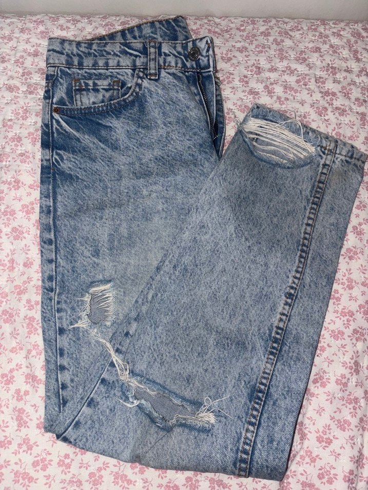 Lacivert Renkli Rahat Kesim Kadın Midi Jean - Görsel 2