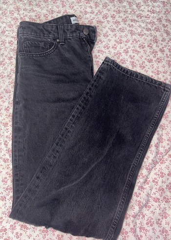 Bershka Gri Baskılı Fermuarlı Kadın Kot Pantolon - Görsel 3