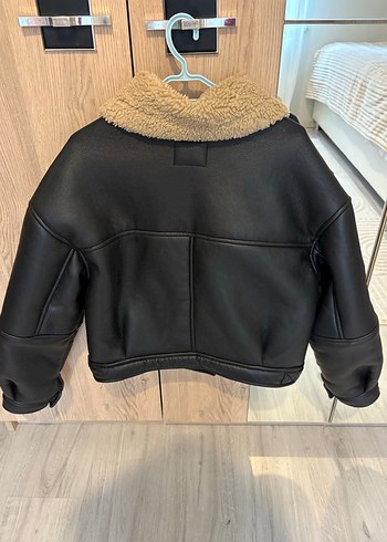 Kürklü Siyah Deri Kadın Ceket - Görsel 2