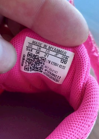 21 Beden pembe Renk Kız Çocuk Pembe Adidas Cırt Cırtlı Spor Ayakkabı