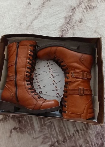 Toka Detaylı Kahverengi Deri Biker Bot - Görsel 6