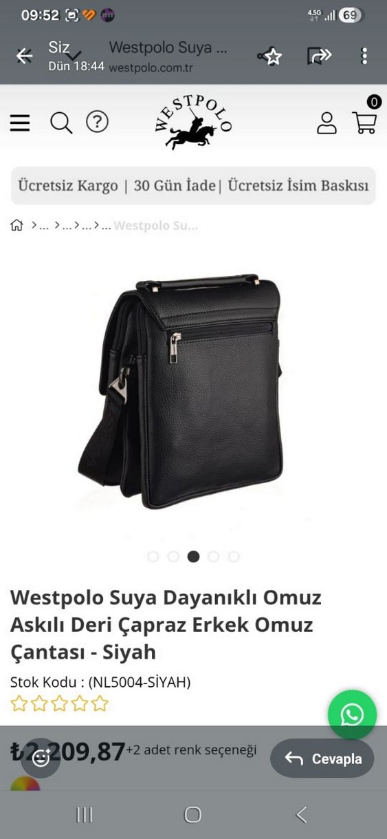 Siyah Erkek çantası omuz - Görsel 5