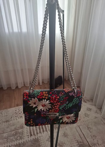 Çiçek Desenli Zincir Detaylı Bohem Kadın Çantası - Görsel 2