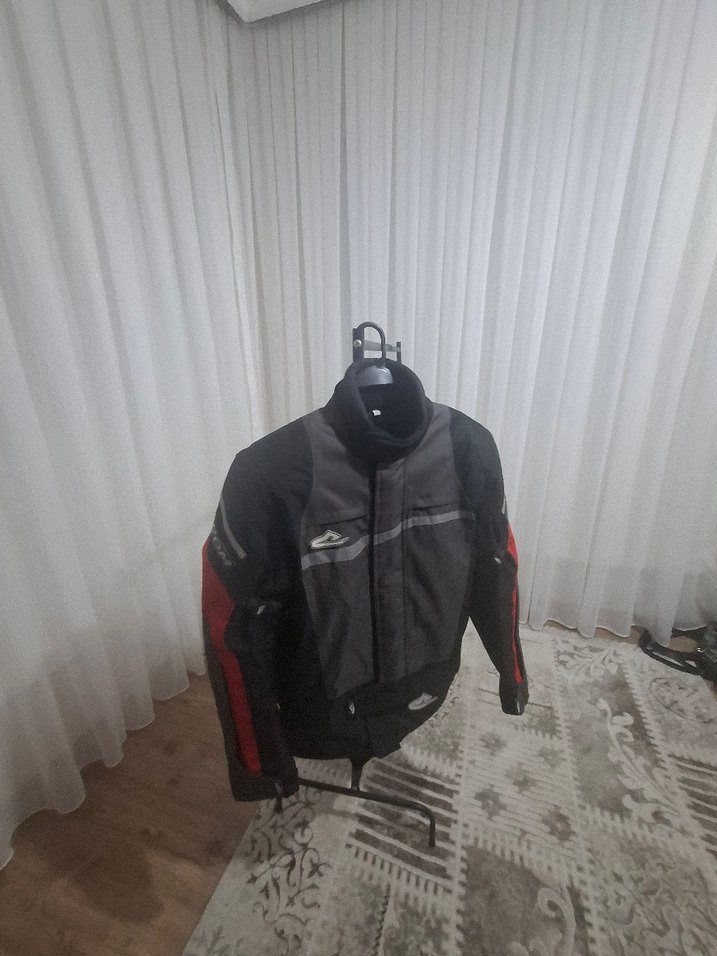 Gri Kısa Biker Ceket, Fermuarlı, Baskılı - Görsel 3