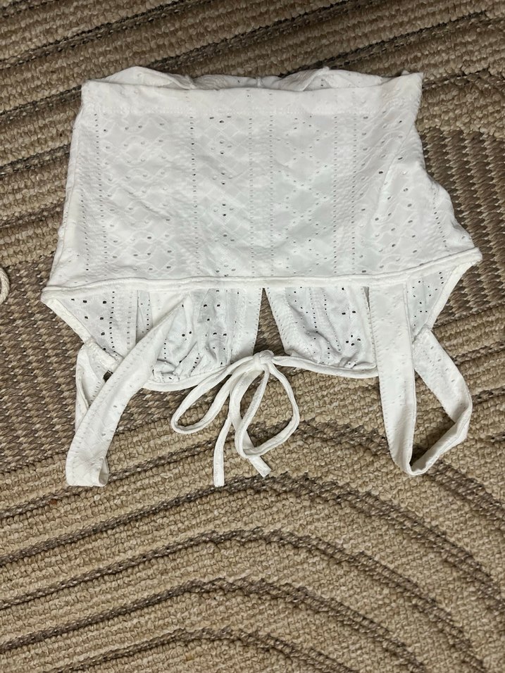 İnce Askılı Beyaz Dantelli Mini Büstiyer - Görsel 2