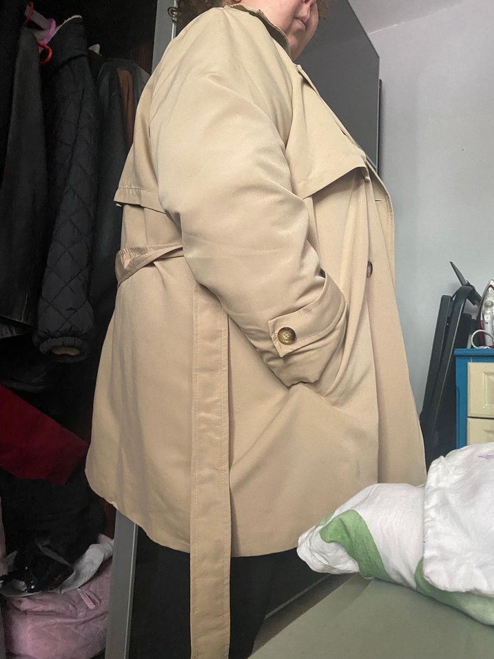 Trendyolmilla Bej Midi Kadın Trençkot, Düğmeli, Rahat Kesim - Görsel 2