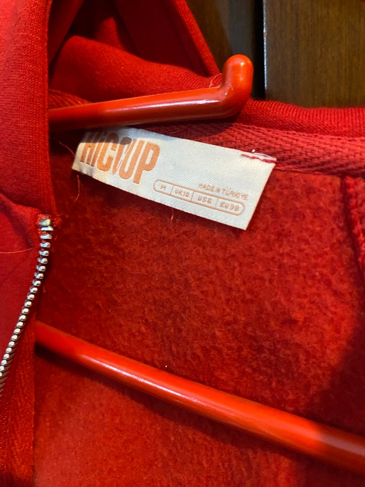 Kırmızı Fermuarlı Kadın Sweatshirt - Görsel 2