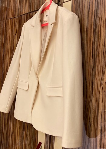 m Beden Bej Düğmeli Kadın Blazer Ceket