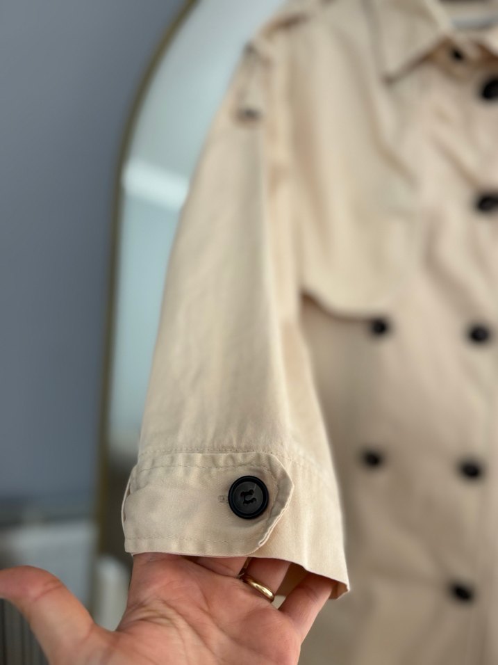 Bej Düğmeli Kadın Trençkot - Görsel 4