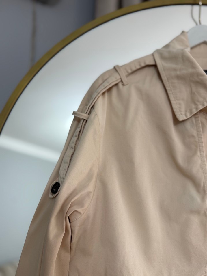 Bej Düğmeli Kadın Trençkot - Görsel 5