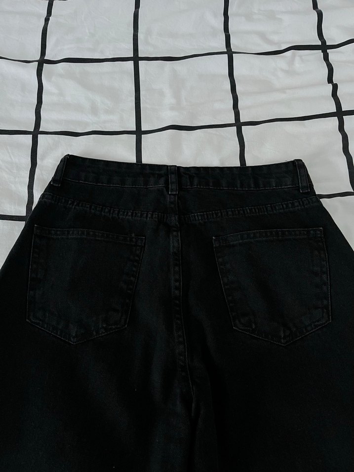 Siyah Wide Leg Kadın Kot Pantolon - Görsel 4