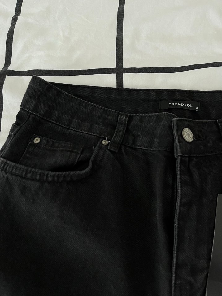 Siyah Wide Leg Kadın Kot Pantolon - Görsel 3