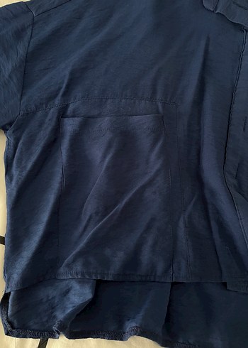 Düğmeli Lacivert Kadın Gömlek - Görsel 3