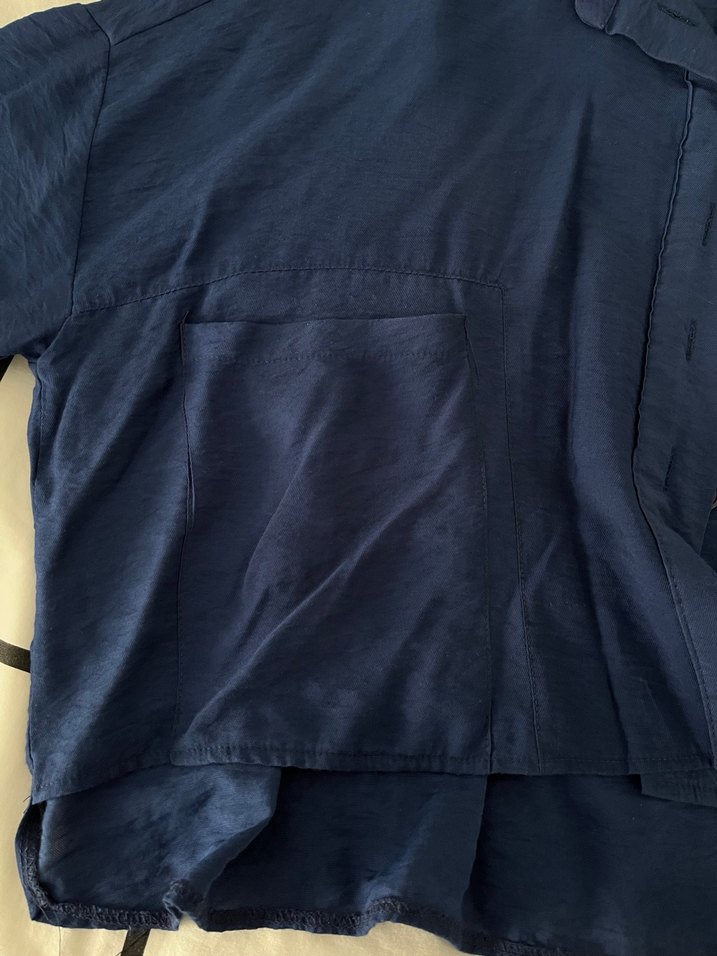 Düğmeli Lacivert Kadın Gömlek - Görsel 3